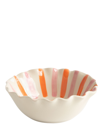 Caroline Gardner Bow Stripy Bowl, Pink - view 2, Pink