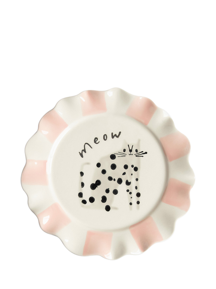 Caroline Gardner Meow Dotty Cat Plate, Multi, Multi