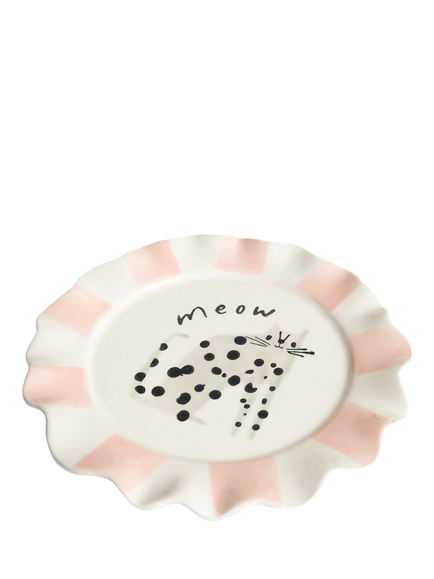 Caroline Gardner Meow Dotty Cat Plate, Multi - view 2, Multi