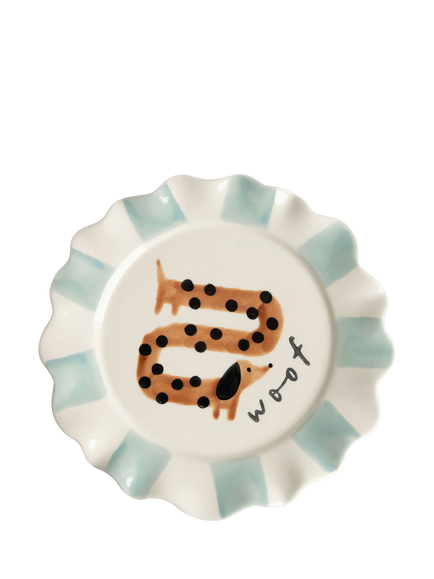 Caroline Gardner Woof Sausage Dog Plate, Multi, Multi