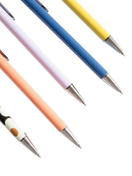 Caroline Gardner Colour Block/Floral Pens, Set of 5, Multi - view 2, Multi