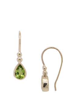 E.W Adams 9ct Yellow Gold Peridot Pear Drop Earrings, Gold/Green