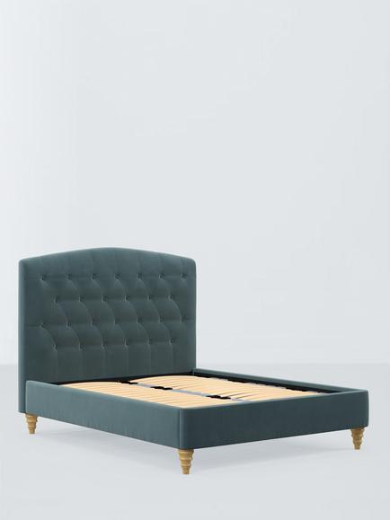 John Lewis Rue Upholstered Bed Frame, Small Double, Deep Velvet Petrol