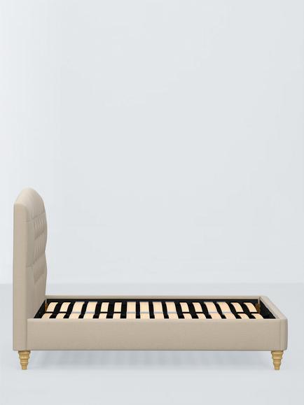 John Lewis Rue Upholstered Bed Frame, Double - view 2, Brushed Tweed Beige