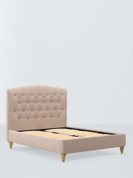 John Lewis Rue Upholstered Bed Frame, Double, Cotton Effect Pink