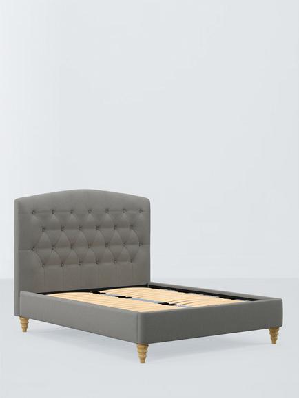 John Lewis Rue Upholstered Bed Frame, Double, Soft Twill Smoke