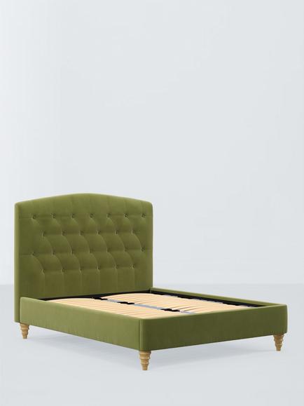 John Lewis Rue Upholstered Bed Frame, Super King Size, Deep Velvet Olive