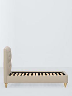 John Lewis Rue Upholstered Bed Frame, Single - view 2, Brushed Tweed Beige