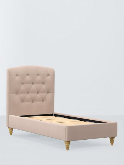 John Lewis Rue Upholstered Bed Frame, Single, Cotton Effect Pink
