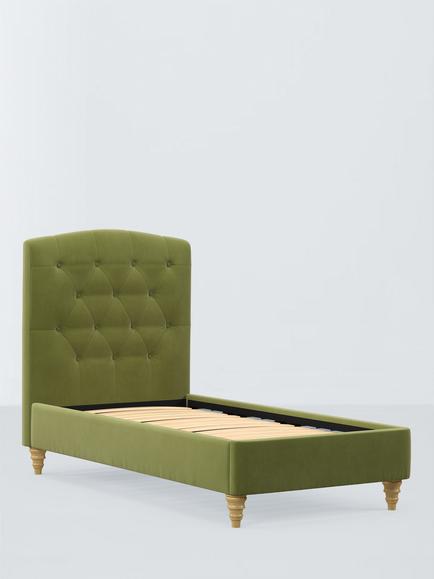 John Lewis Rue Upholstered Bed Frame, Single, Deep Velvet Olive