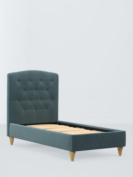John Lewis Rue Upholstered Bed Frame, Single, Deep Velvet Petrol