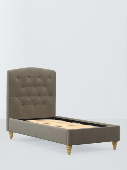 John Lewis Rue Upholstered Bed Frame, Single, Matte Velvet Mink