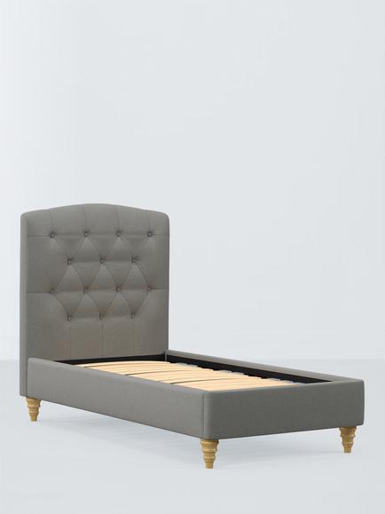 John Lewis Rue Upholstered Bed Frame, Single, Soft Twill Smoke