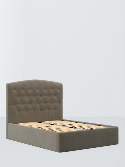 John Lewis Rue Ottoman Storage Upholstered Bed Frame, Double, Matte Velvet Mink