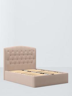 John Lewis Rue Ottoman Storage Upholstered Bed Frame, King Size, Cotton Effect Pink