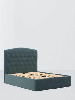 John Lewis Rue Ottoman Storage Upholstered Bed Frame, King Size, Deep Velvet Petrol