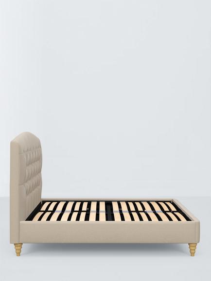 John Lewis Rue Raised Ottoman Storage Bed Frame, Double - view 2, Brushed Tweed Beige