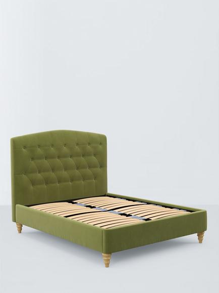John Lewis Rue Raised Ottoman Storage Bed Frame, King Size, Deep Velvet Olive