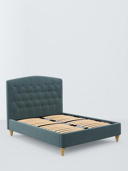 John Lewis Rue Raised Ottoman Storage Bed Frame, King Size, Deep Velvet Petrol