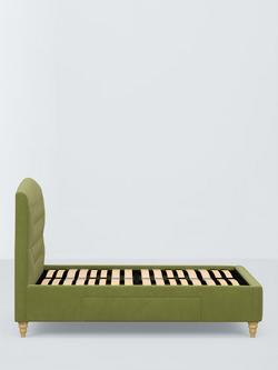 John Lewis Rue 2 Drawer Upholstered Bed Frame, Double - view 2, Deep Velvet Olive