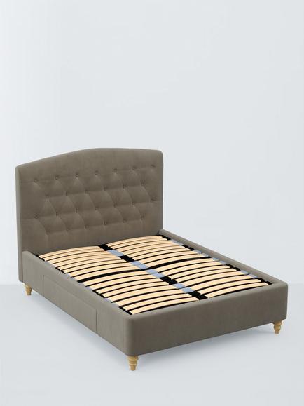 John Lewis Rue 2 Drawer Upholstered Bed Frame, Double, Matte Velvet Mink