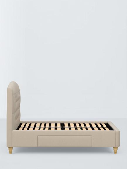 John Lewis Rue 2 Drawer Upholstered Bed Frame, King Size - view 2, Brushed Tweed Beige
