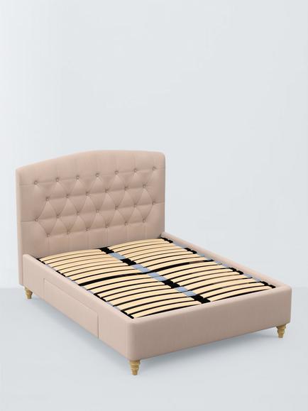 John Lewis Rue 2 Drawer Upholstered Bed Frame, King Size, Cotton Effect Pink