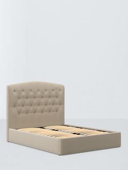 John Lewis Rue Drawer End Upholstered Bed Frame, Double, Brushed Tweed Beige