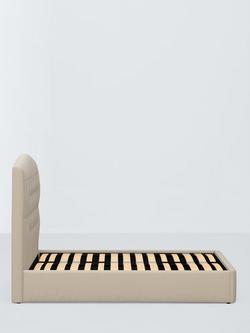 John Lewis Rue Drawer End Upholstered Bed Frame, Double - view 2, Brushed Tweed Beige