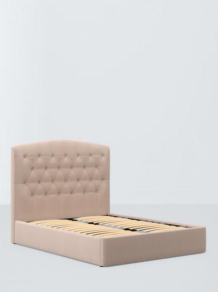 John Lewis Rue Drawer End Upholstered Bed Frame, Double, Cotton Effect Pink