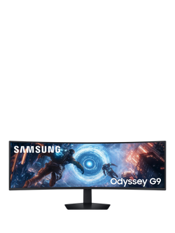 Samsung Odyssey G9 LS49FG910EUXXU Dual QHD Curved Ultrawide Gaming Monitor, 49”, Black, Black