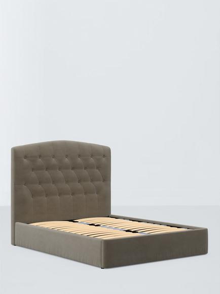 John Lewis Rue Drawer End Upholstered Bed Frame, King Size, Matte Velvet Mink