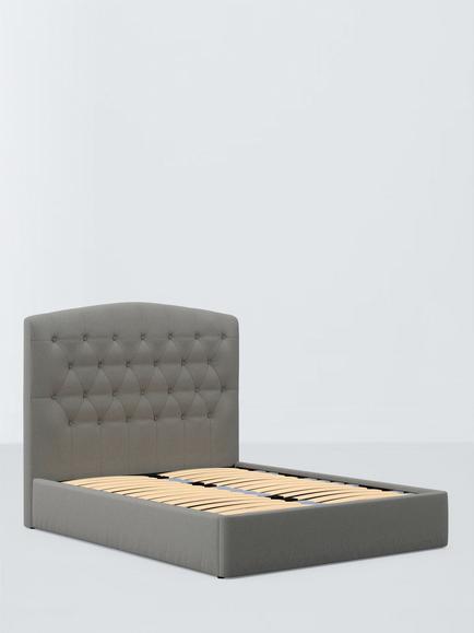 John Lewis Rue Drawer End Upholstered Bed Frame, Super King Size, Soft Twill Smoke