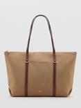 Mango Cobalt Large Tote Bag, Black, Light Beige