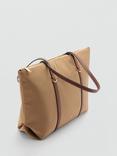 Mango Cobalt Large Tote Bag, Black, Light Beige