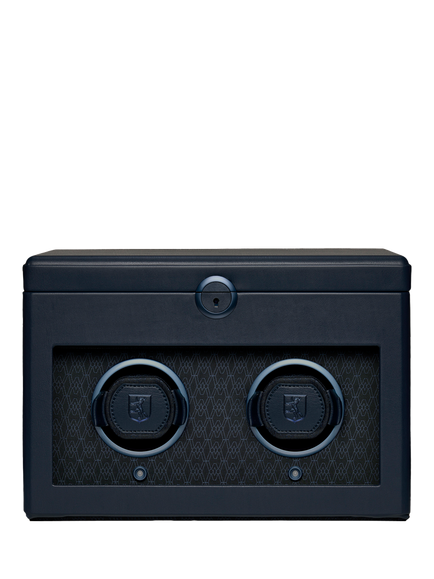 WOLF Earth Vegan Apple Leather 2 Module Watch Winder, Midnight Blue