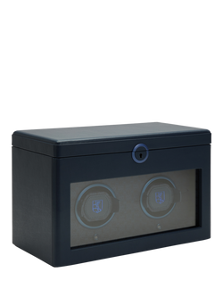 WOLF Earth Vegan Apple Leather 2 Module Watch Winder - view 2, Midnight Blue