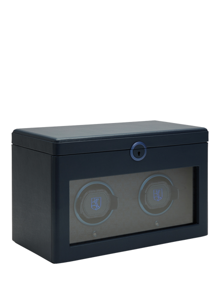 WOLF Earth Vegan Apple Leather 2 Module Watch Winder - view 2, Midnight Blue