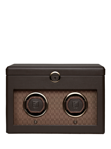 WOLF Earth Vegan Apple Leather 2 Module Watch Winder, Coffee