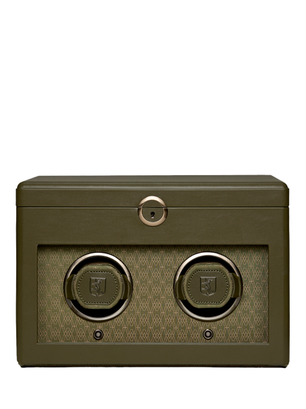 WOLF Earth Vegan Apple Leather 2 Module Watch Winder, Olive