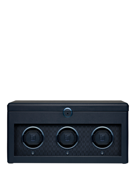WOLF Earth Vegan Apple Leather 3 Module Watch Winder, Midnight Blue