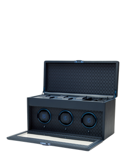 WOLF Earth Vegan Apple Leather 3 Module Watch Winder - view 2, Midnight Blue