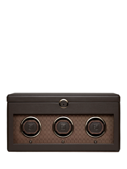 WOLF Earth Vegan Apple Leather 3 Module Watch Winder, Coffee