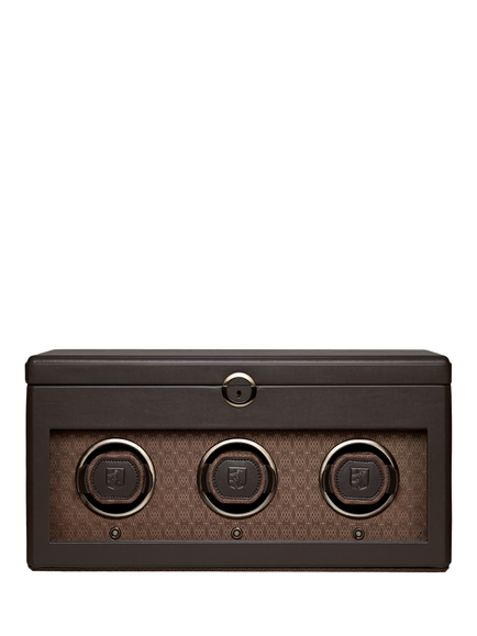 WOLF Earth Vegan Apple Leather 3 Module Watch Winder, Coffee