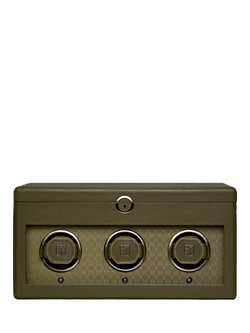 WOLF Earth Vegan Apple Leather 3 Module Watch Winder, Olive