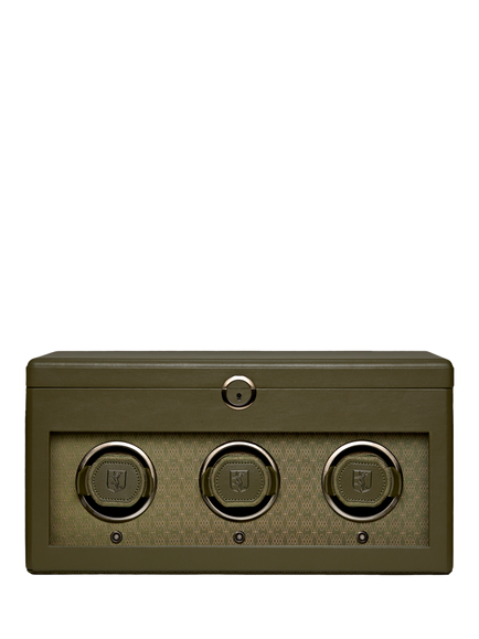WOLF Earth Vegan Apple Leather 3 Module Watch Winder, Olive
