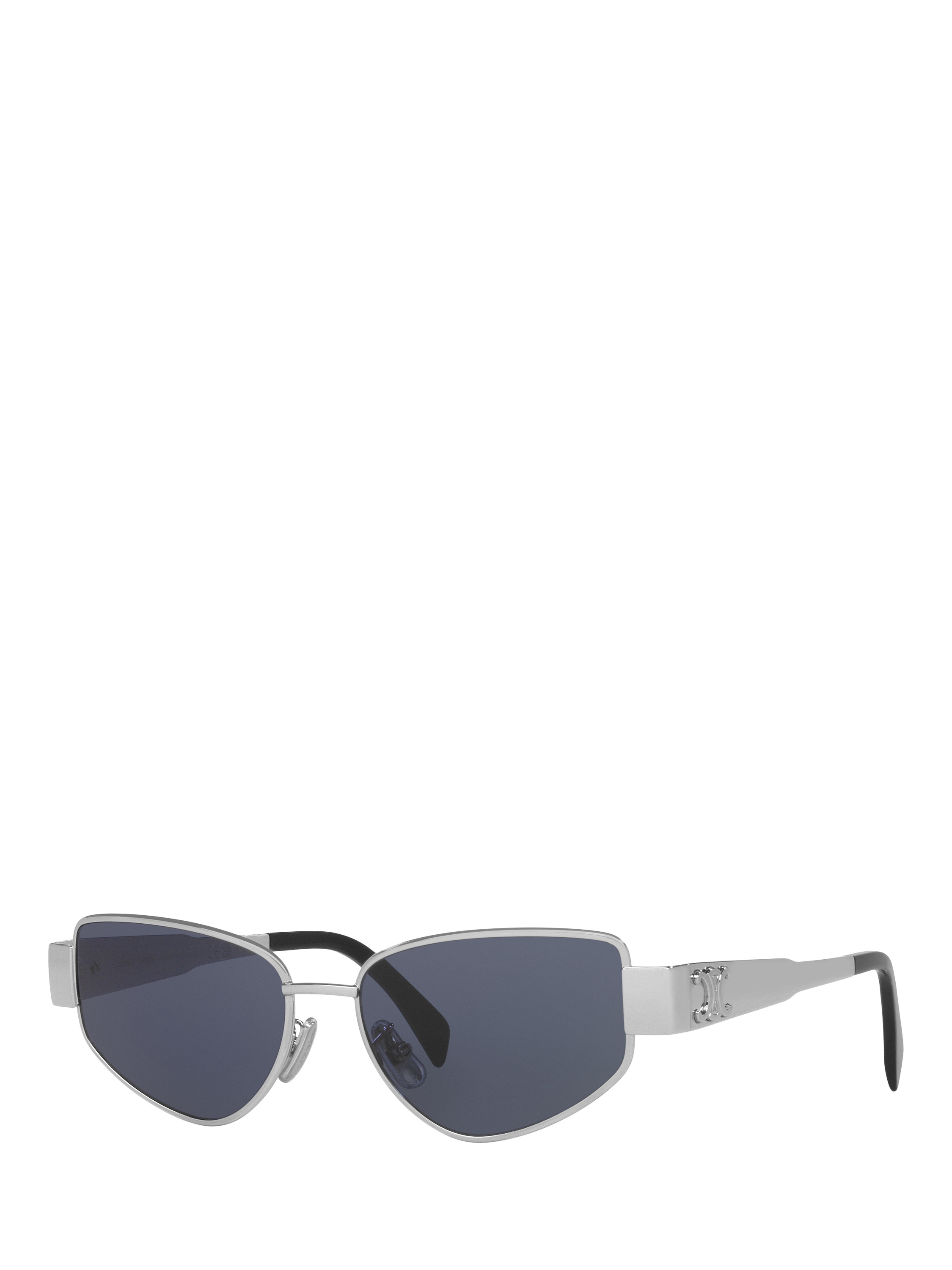 Product image 1 of 4, which shows Celine CL000484 Women's Irregular Sunglasses, Silver/Blue