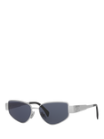 Celine CL000484 Women's Irregular Sunglasses, Silver/Blue