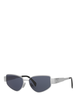Celine CL000484 Women's Irregular Sunglasses, Silver/Blue