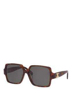 Celine CL000533 Women's Square Sunglasses, Tortoise Black, Tortoise Black